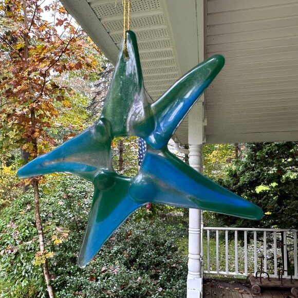 #5102 STAR MULTI COLOR 5 POINT ORNEMENT CIRCULAR FUSED SUN CATCHER  COLLECTABLE - Picture 4 of 13